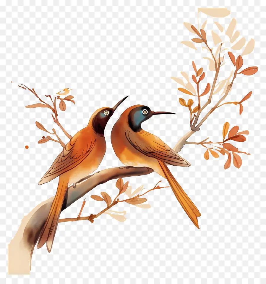 Arbre Avec Des Oiseaux，Oiseaux Sur Branche PNG