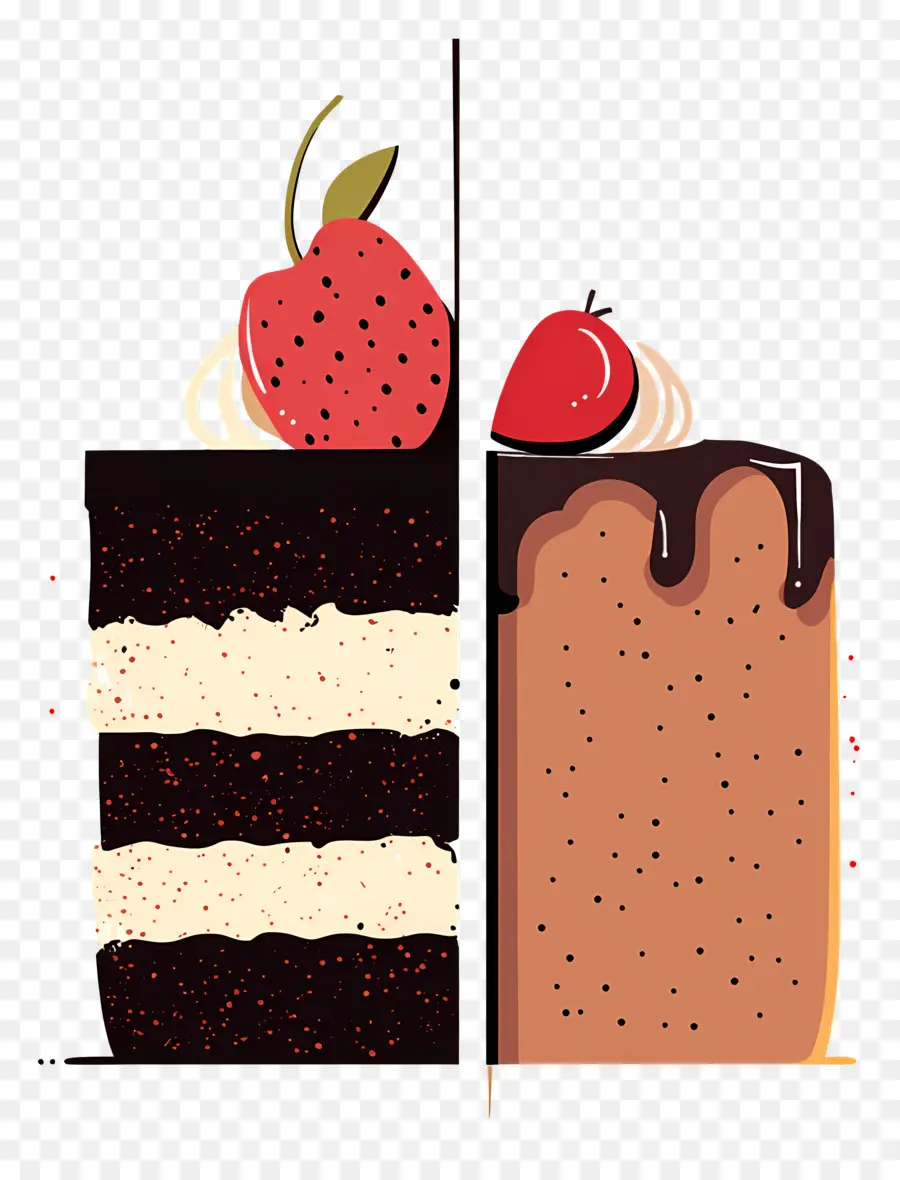 Tranche De Gâteau，Tranches De Gâteau Illustrées Aux Fraises PNG