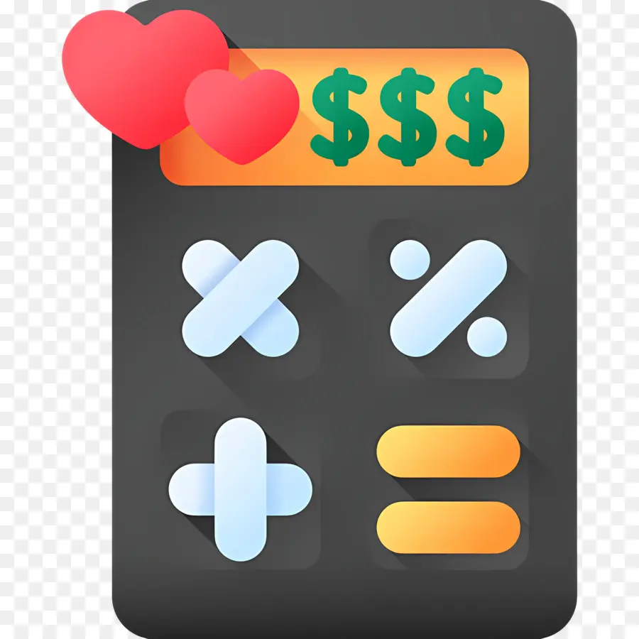 Calcul Budgétaire，Calculatrice Avec Des Coeurs PNG