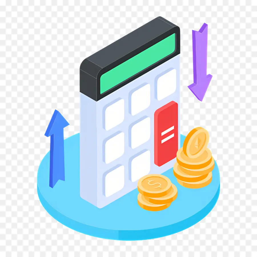 Calcul Budgétaire，Calculatrice Et Pièces De Monnaie PNG