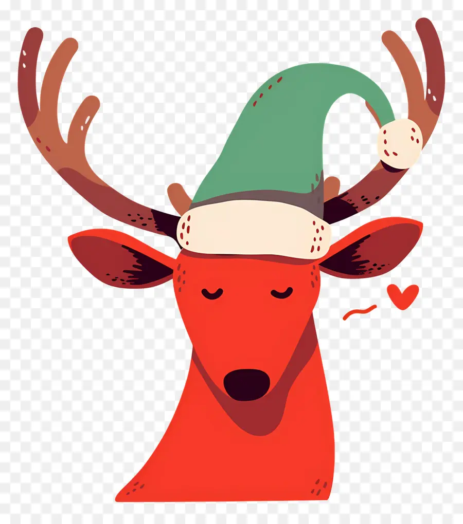 Cerf De Noël，Renne Avec Bonnet De Noel PNG