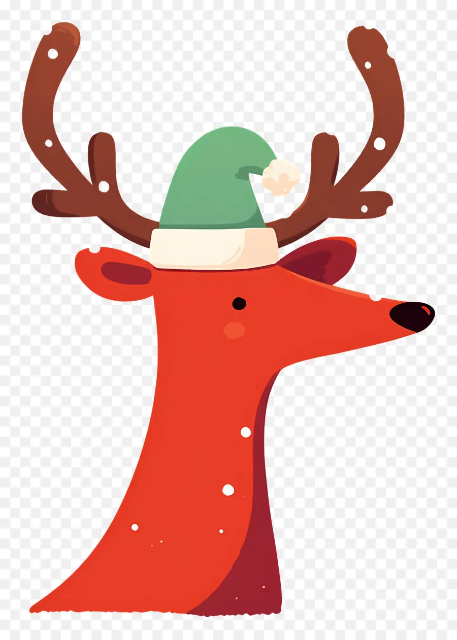 Cerf De Noël，Renne Au Chapeau Vert PNG