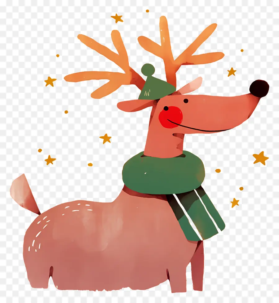 Cerf De Noël，Renne Avec Bonnet De Noel PNG