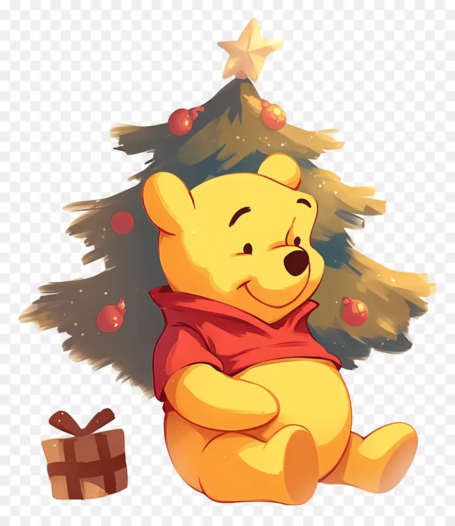 Winnie L'ourson，Ours Avec Arbre De Noël PNG