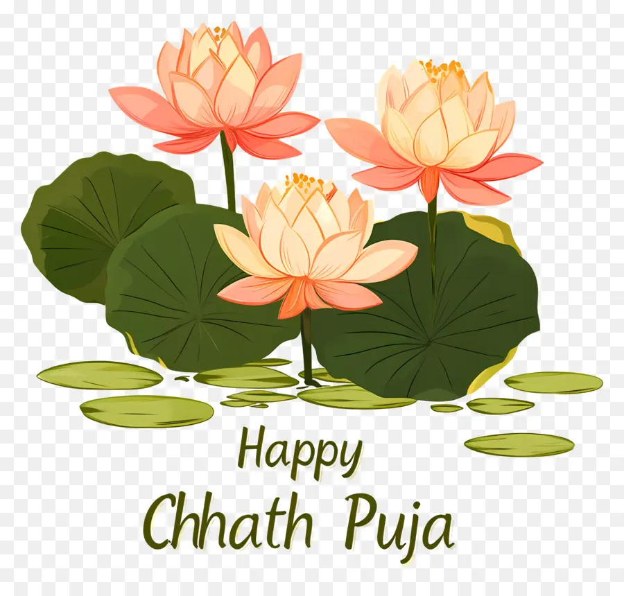 Joyeux Chhath Puja，Fleurs De Lotus PNG