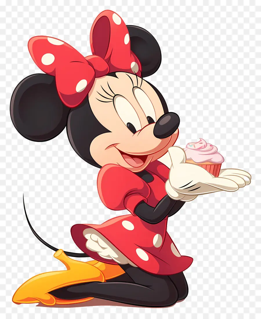 Minnie Souris，Souris De Dessin Animé Avec Cupcake PNG