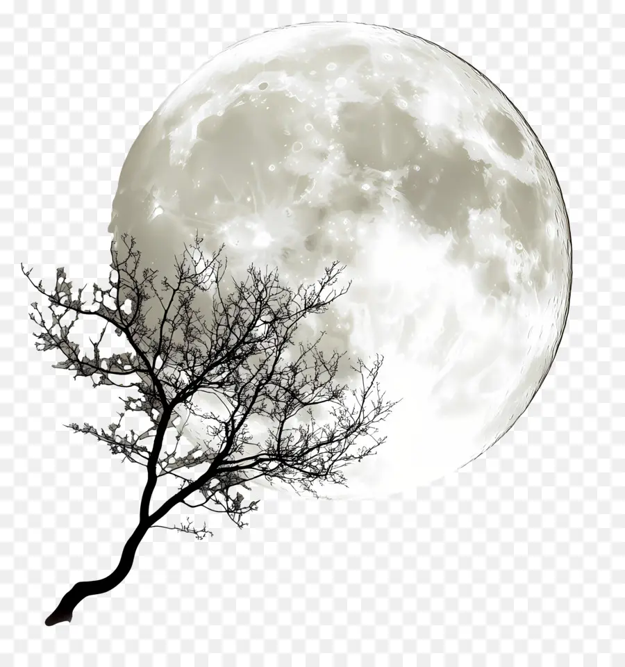 Sharad Purnima，Lune Et Arbre PNG