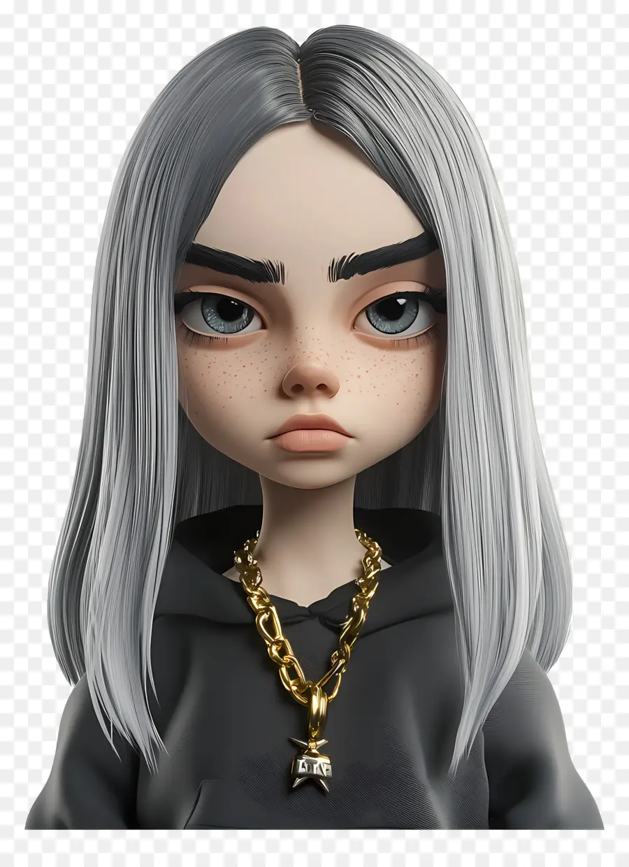 Billie Eilish，Personnage 3d Aux Cheveux Gris PNG