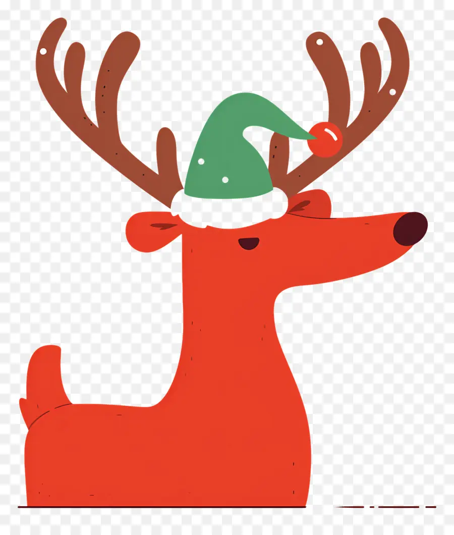 Cerf De Noël，Renne Avec Bonnet De Noel PNG