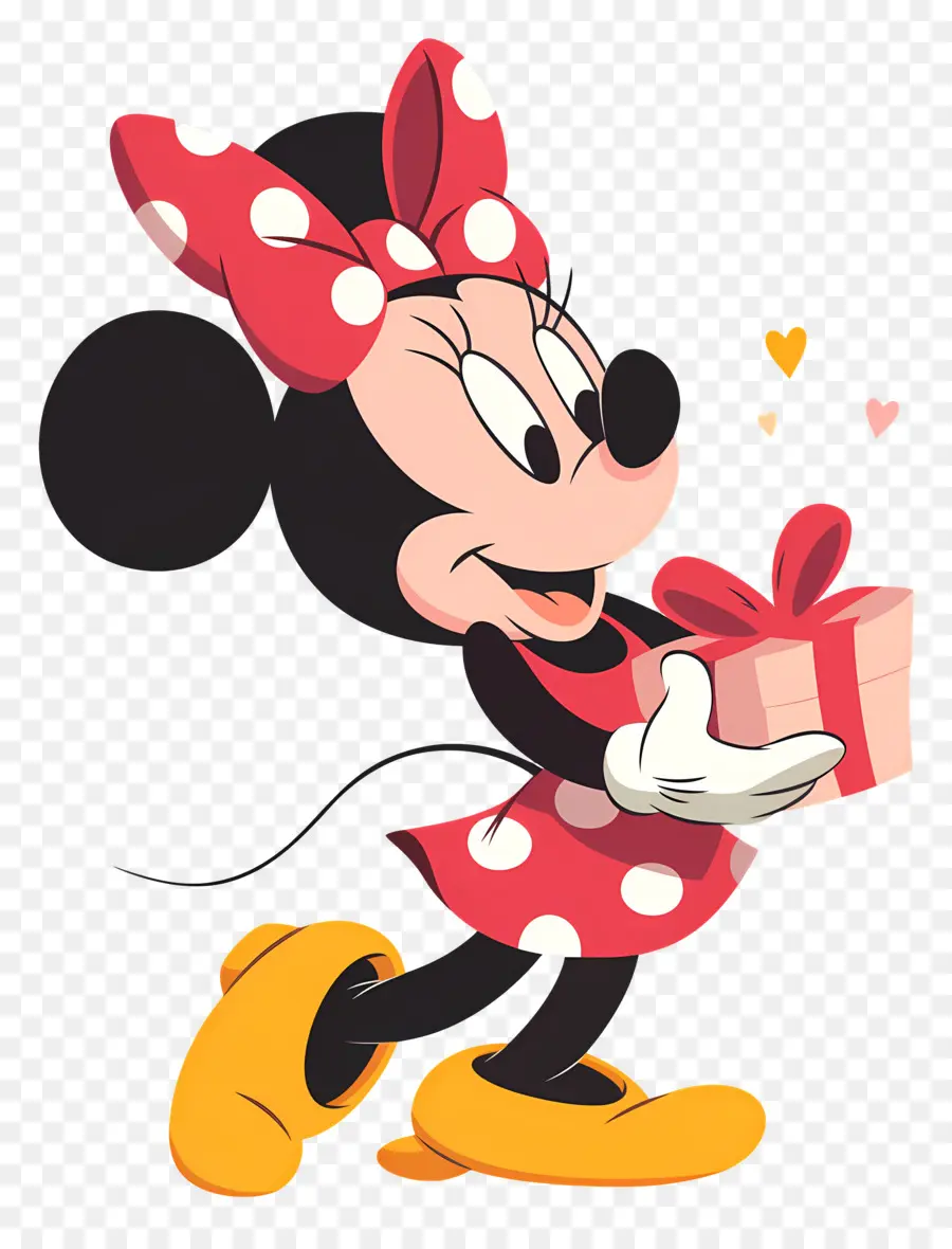 Minnie Souris，Souris De Dessin Animé Avec Cadeau PNG