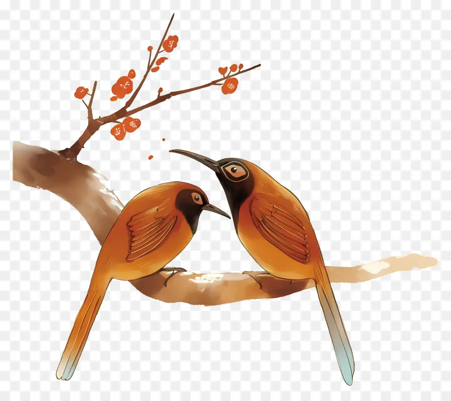 Arbre Avec Des Oiseaux，Oiseaux Sur Branche PNG