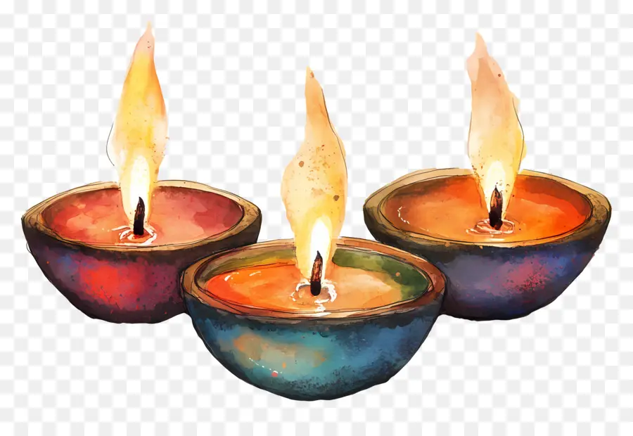 Lampes à Huile Diwali，Bougies PNG