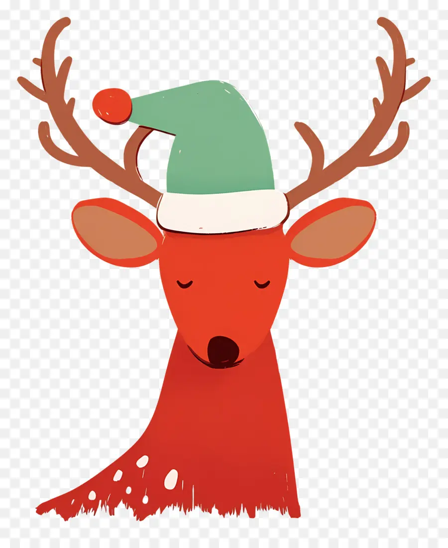 Cerf De Noël，Renne Avec Bonnet De Noel PNG