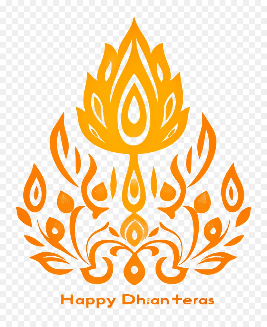 Joyeux Dhanteras，Motif Floral Orange PNG