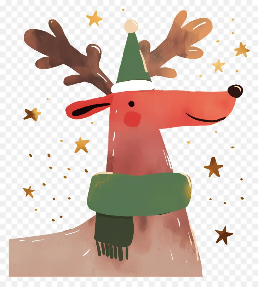 Cerf De Noël，Renne Avec Bonnet De Noel PNG