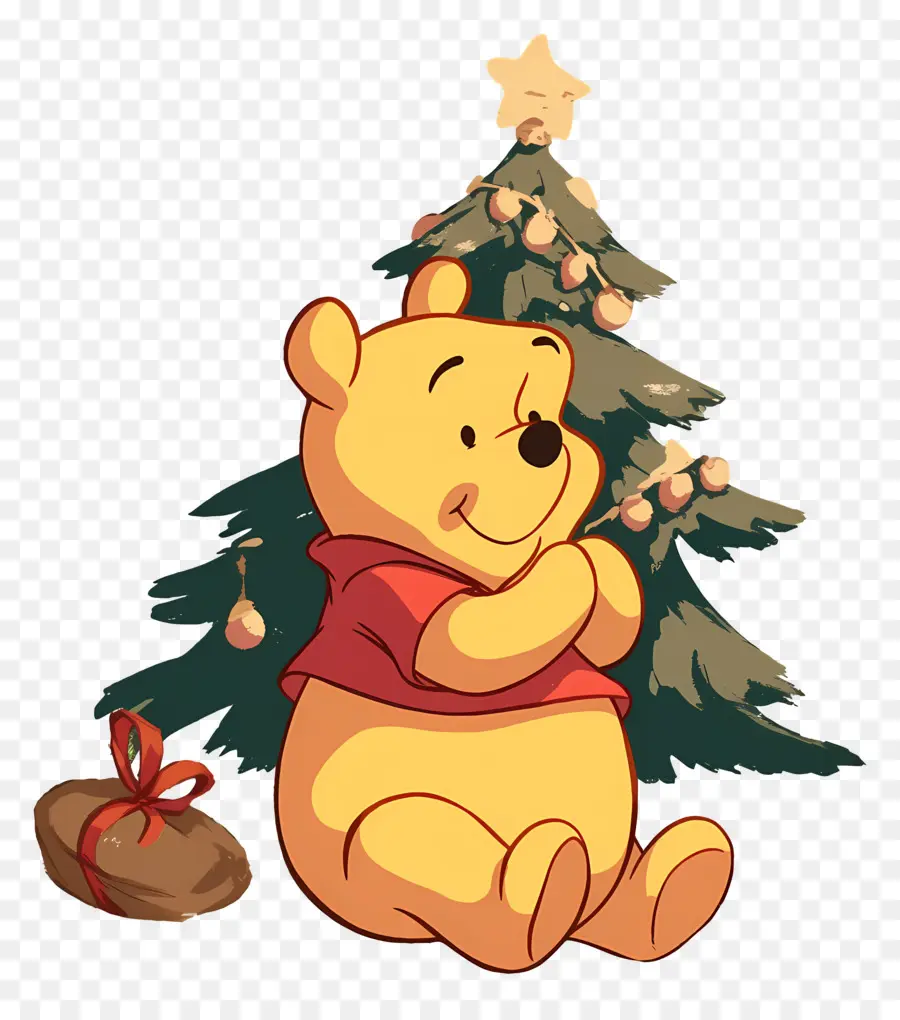 Winnie L'ourson，Ours Avec Arbre De Noël PNG