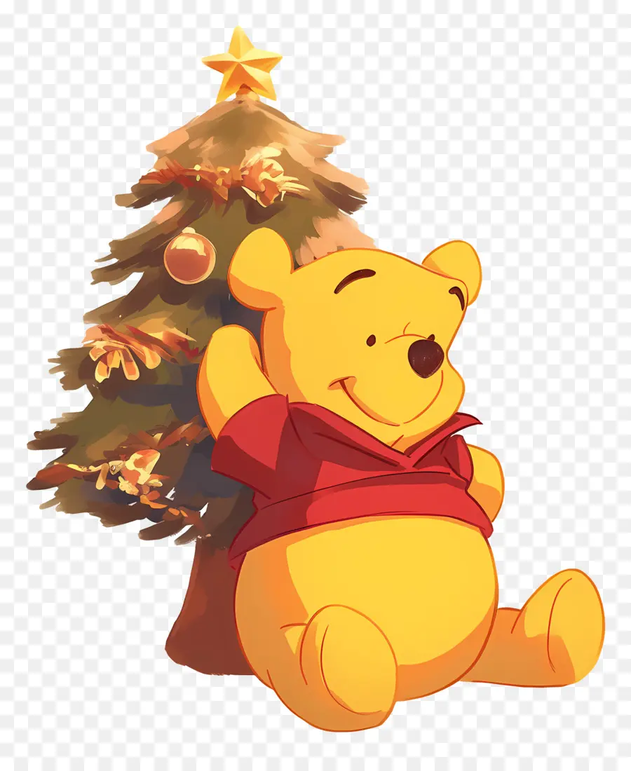 Winnie L'ourson，Ours Avec Arbre De Noël PNG