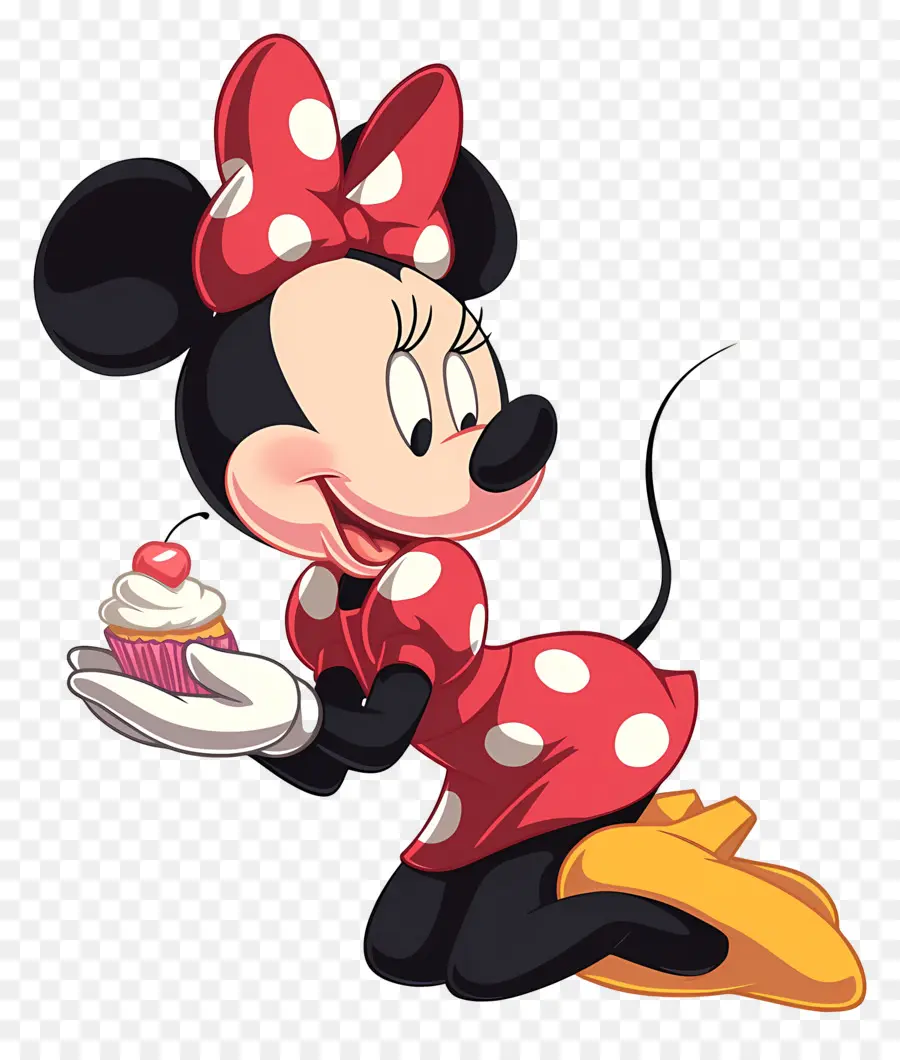 Minnie Souris，Souris De Dessin Animé Avec Cupcake PNG