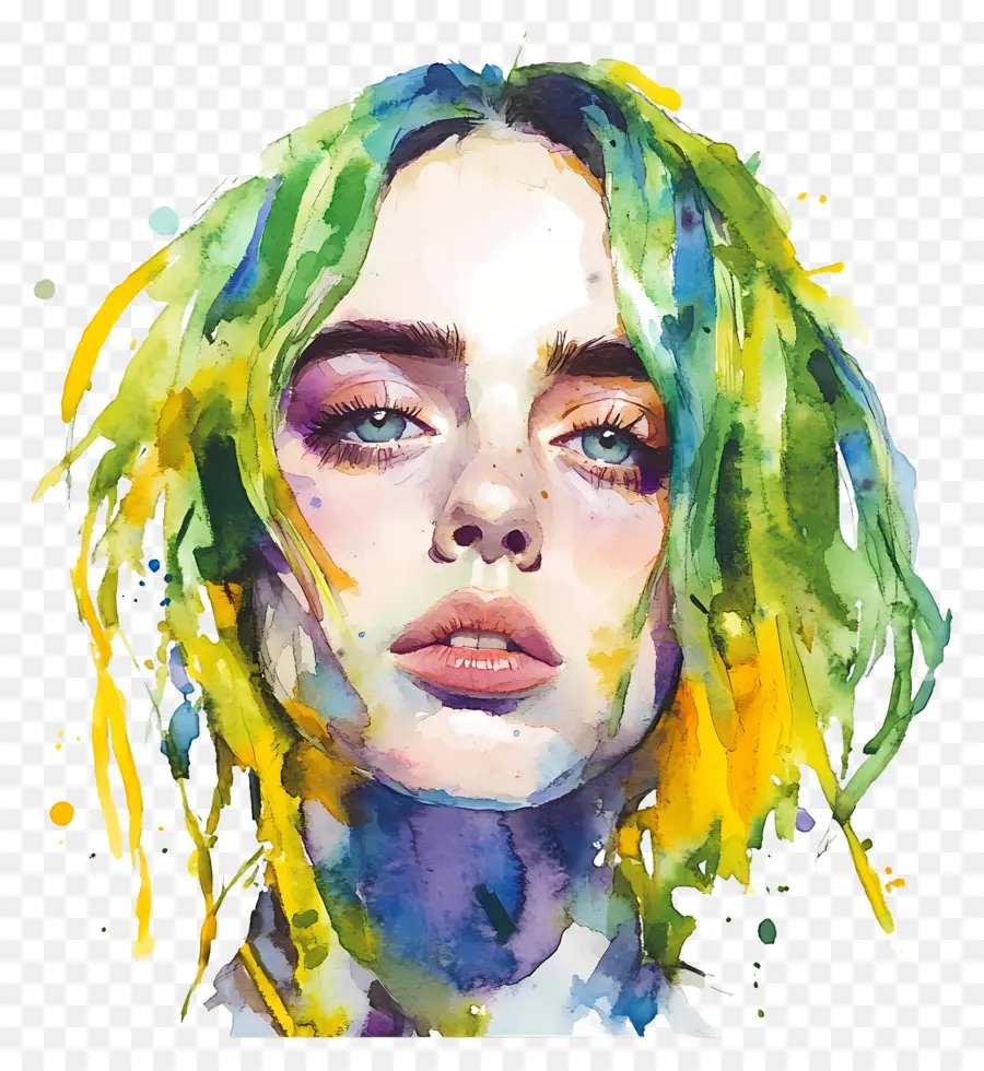 Billie Eilish，Portrait à L'aquarelle PNG