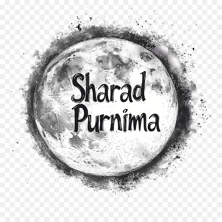 Sharad Purnima，Lune Noire Et Blanche PNG