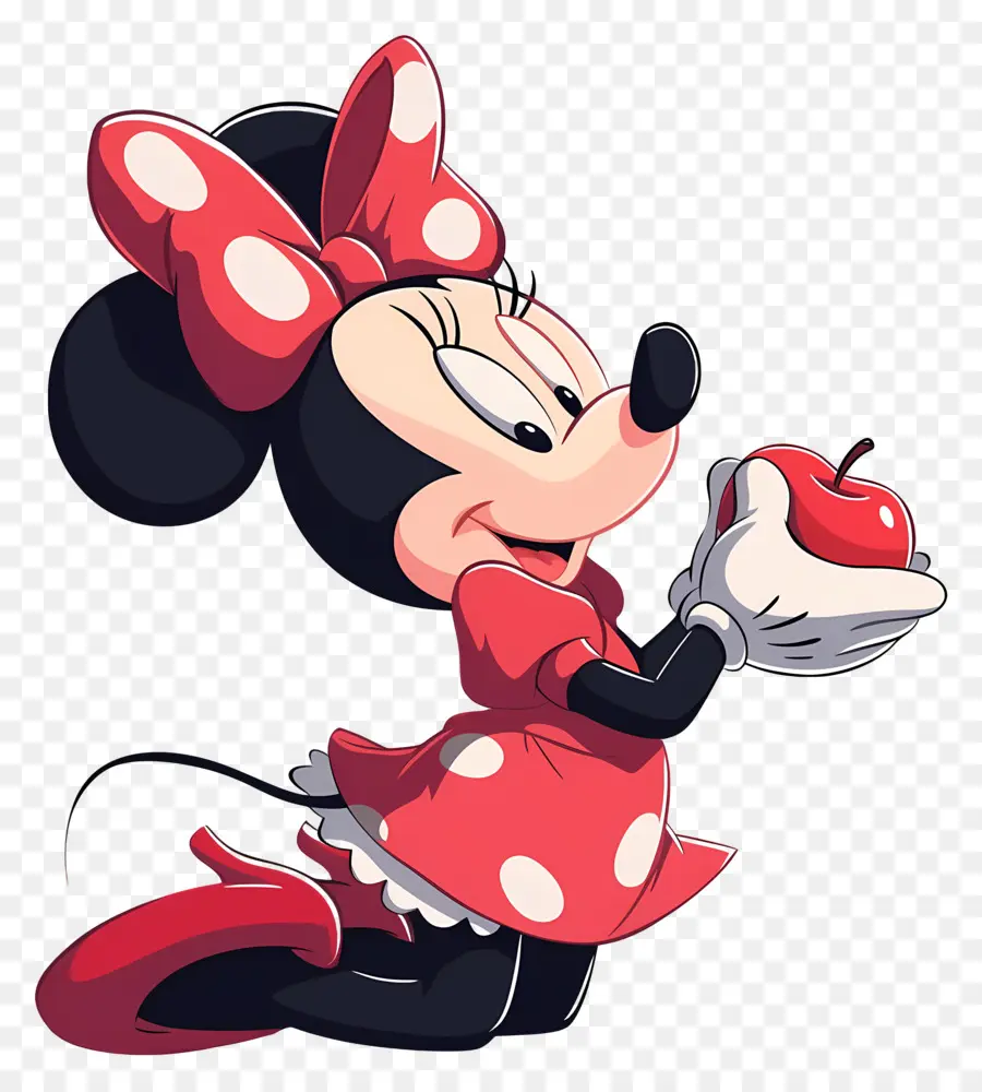 Minnie Souris，Minnie Mouse Avec Apple PNG