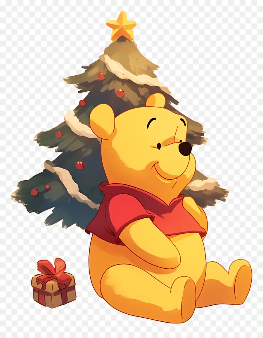 Winnie L'ourson，Ours Avec Arbre De Noël PNG