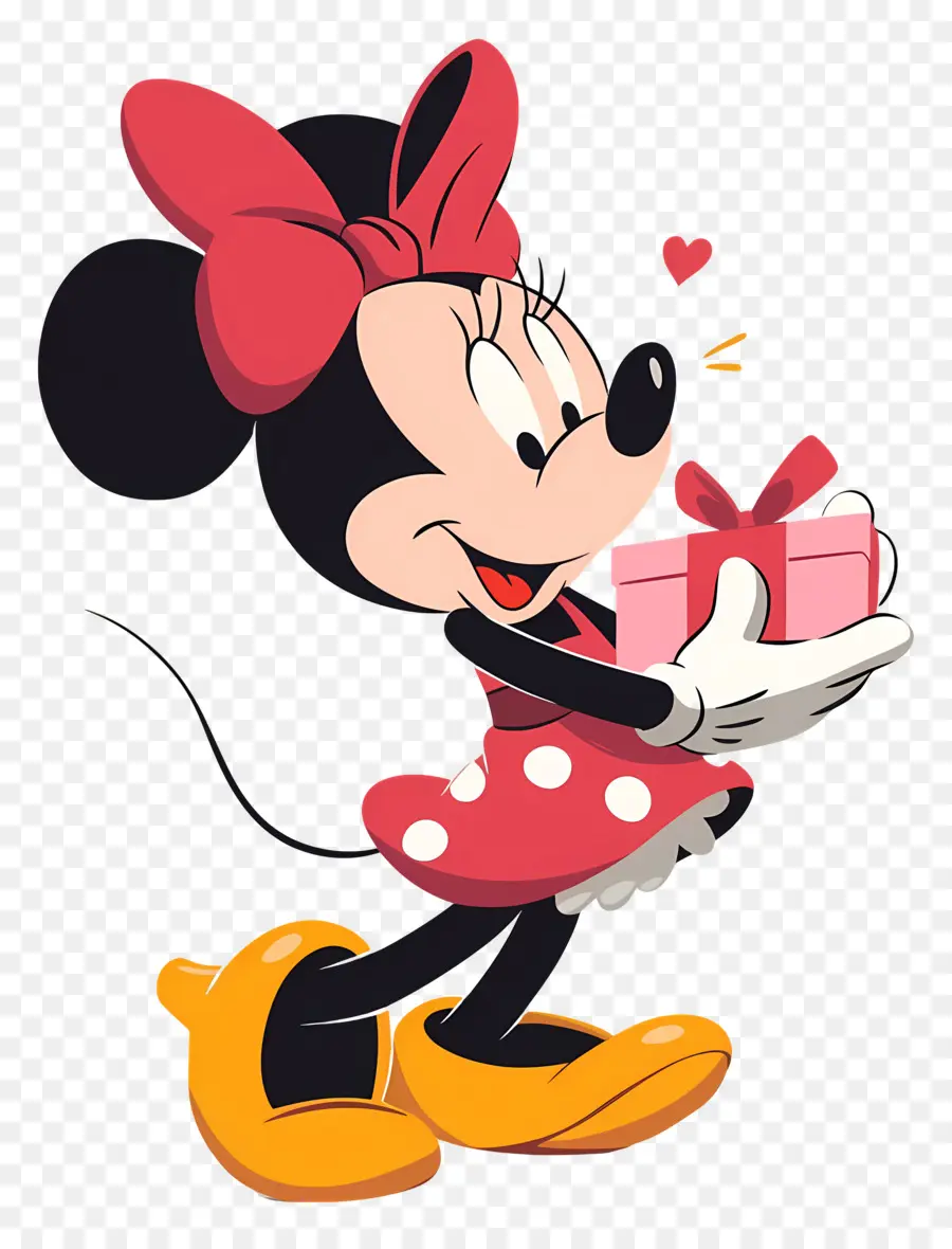 Minnie Souris，Souris De Dessin Animé Avec Cadeau PNG