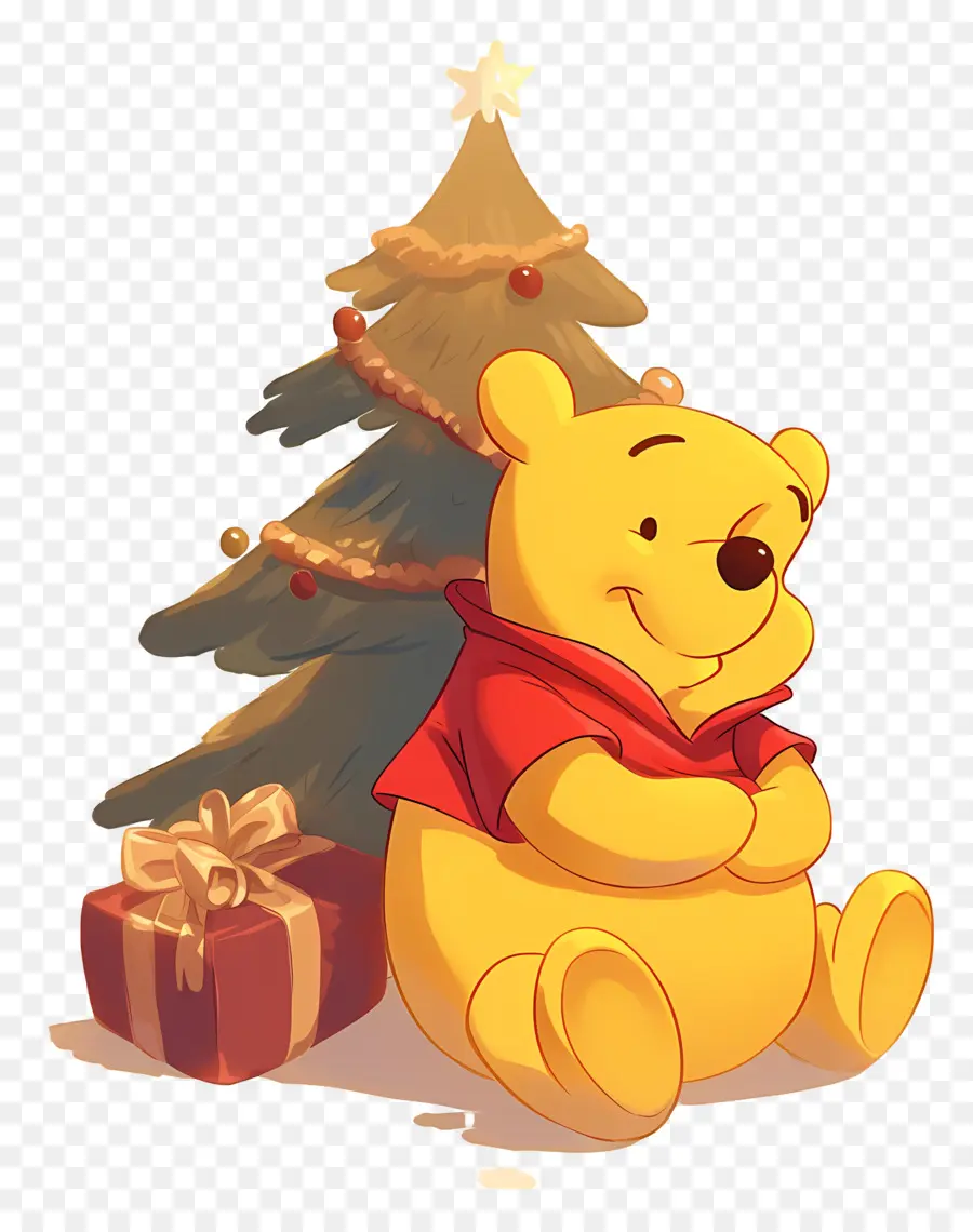 Winnie L'ourson，Ours Avec Arbre De Noël PNG