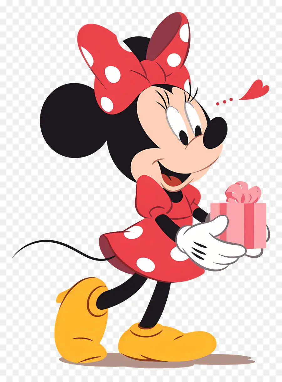 Minnie Souris，Souris De Dessin Animé Avec Cadeau PNG