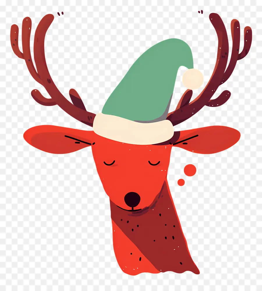 Cerf De Noël，Renne Avec Bonnet De Noel PNG