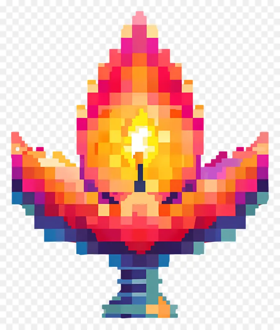 Pixel Diwali Diya，Flamme Pixélisée PNG