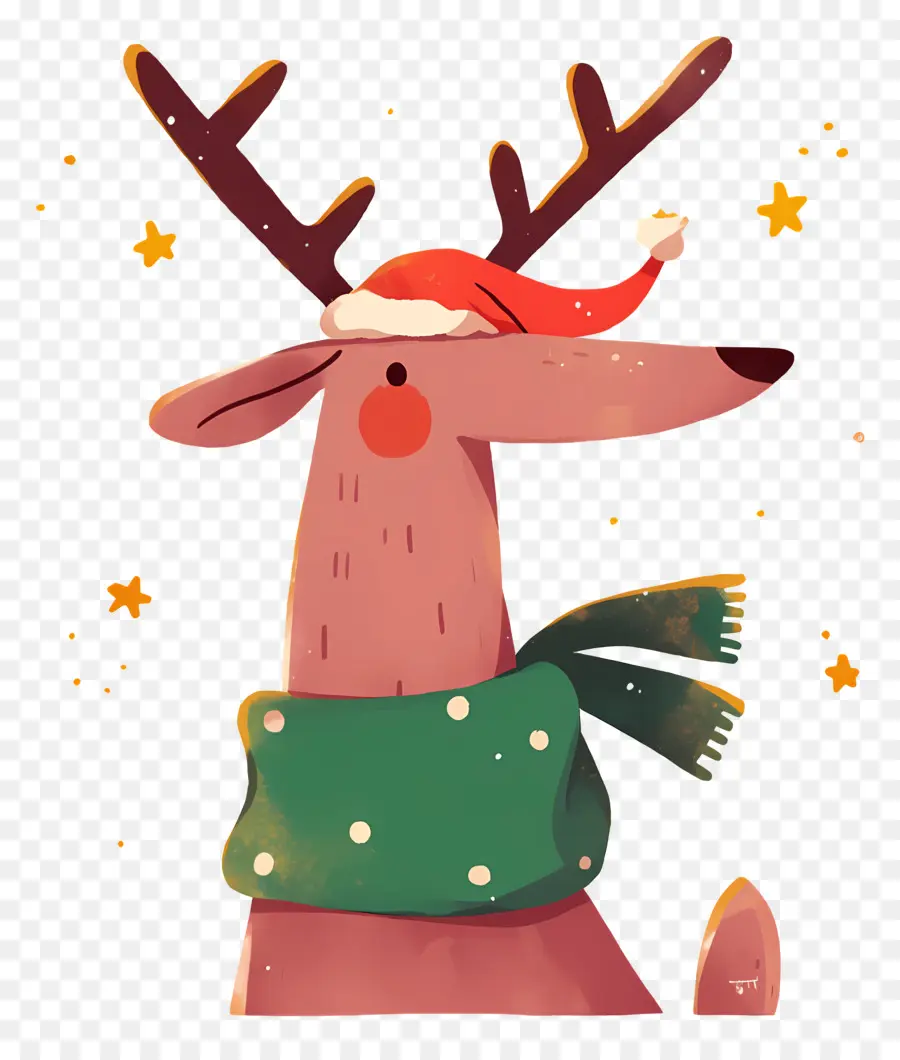 Cerf De Noël，Renne Avec écharpe PNG