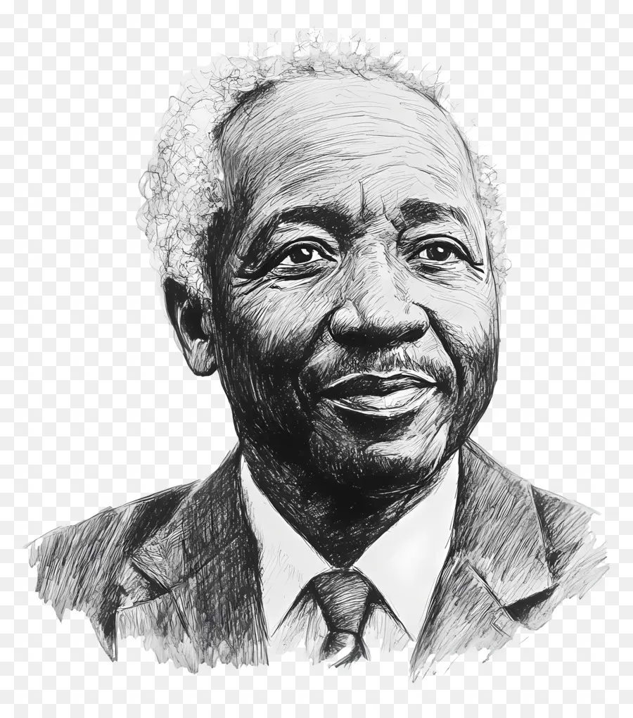 Julius Nyerere，Croquis Détaillé D'un Homme âgé PNG