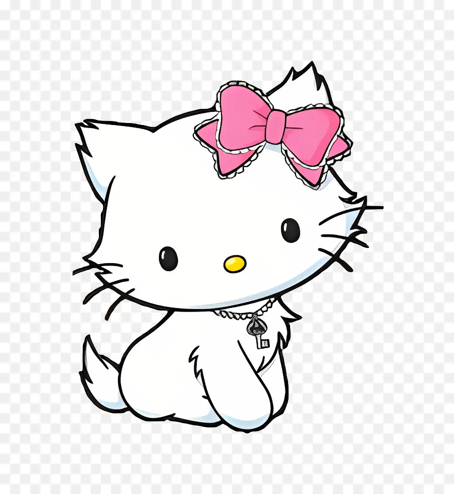 Charmmy Kitty，Chat Blanc Avec Noeud Rose PNG