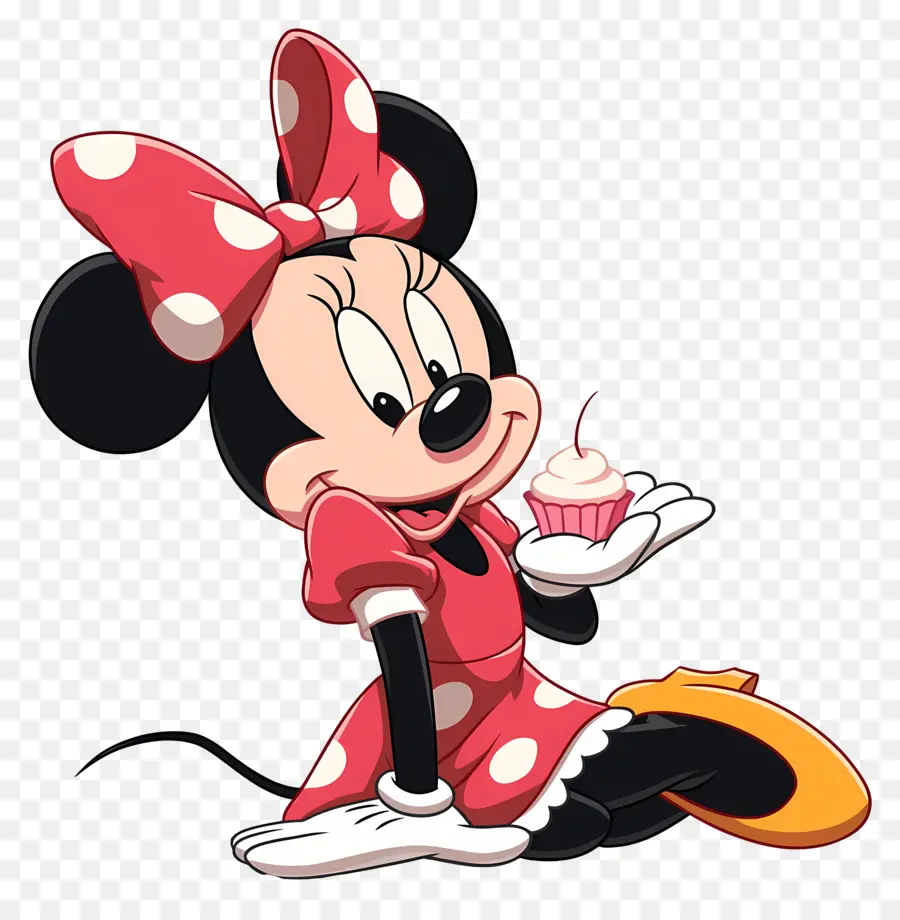 Minnie Souris，Souris De Dessin Animé Avec Cupcake PNG