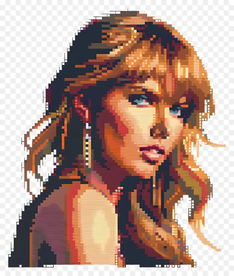 Pixeltaylor Swift，Portrait En Pixel Art PNG