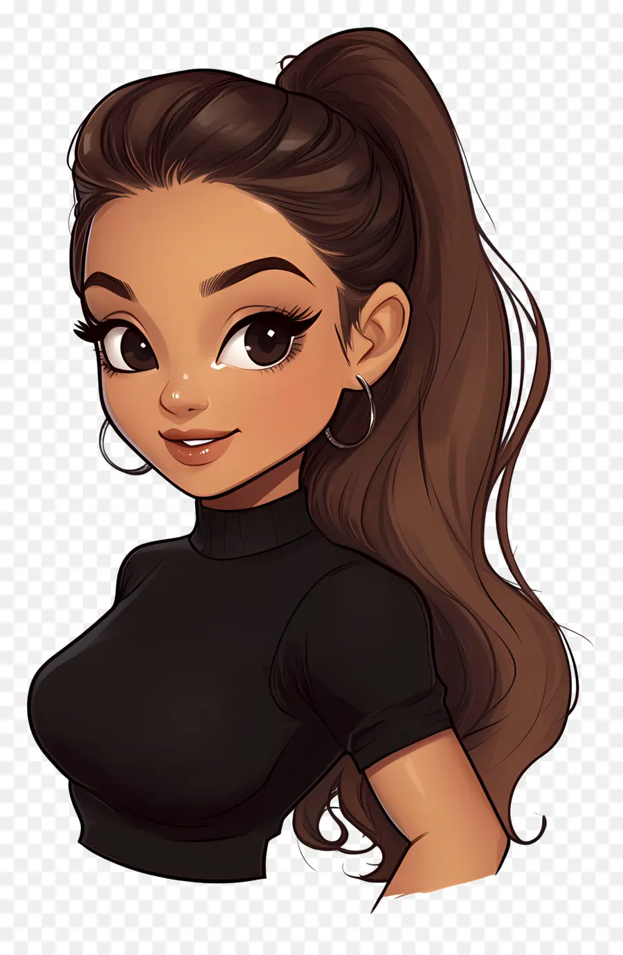 Ariana Grande，Fille De Dessin Animé Avec Queue De Cheval PNG