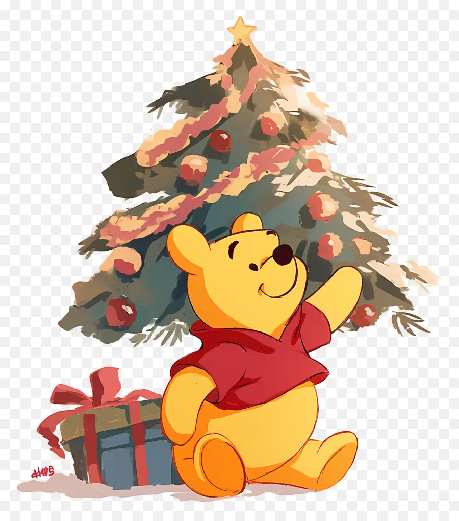 Winnie L'ourson，Ours Avec Arbre De Noël PNG