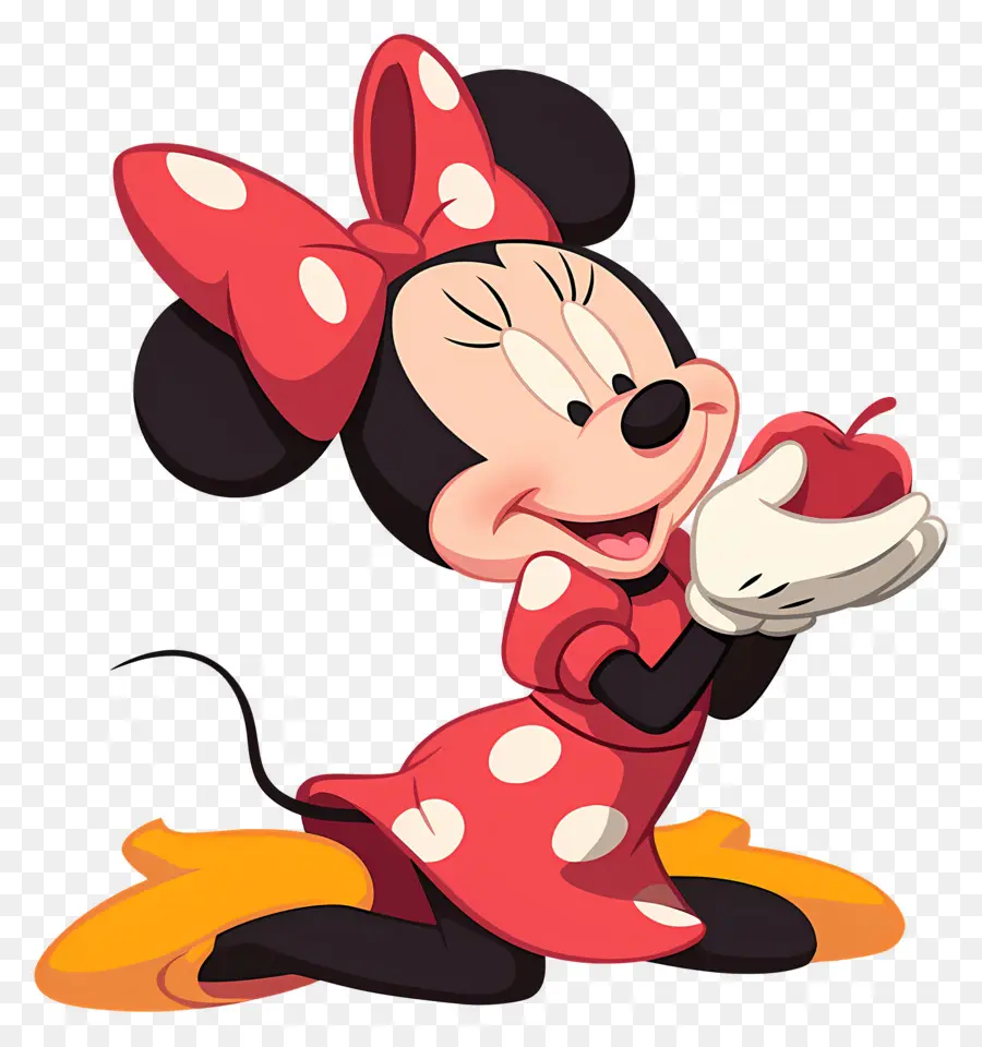 Minnie Souris，Minnie Mouse Avec Apple PNG