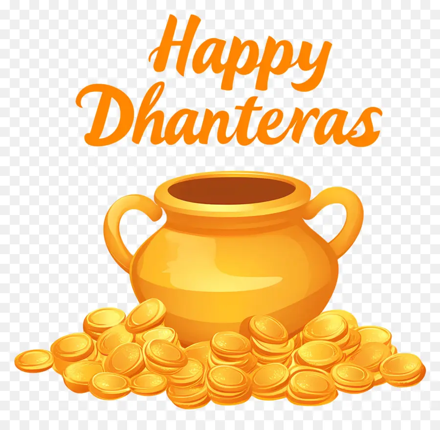 Joyeux Dhanteras，Pot De Pièces D'or PNG