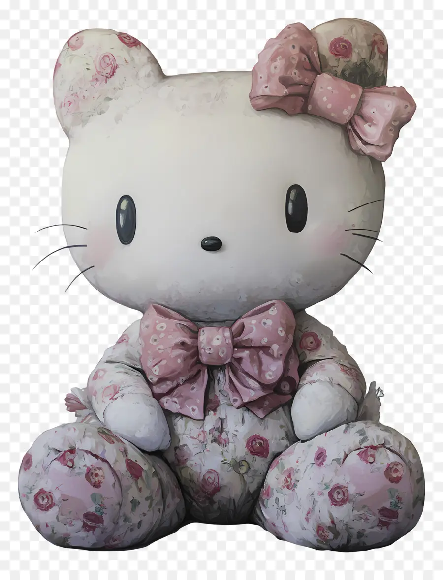 Autocollant Bonjour Kitty，Chat à Motifs Fleuris PNG