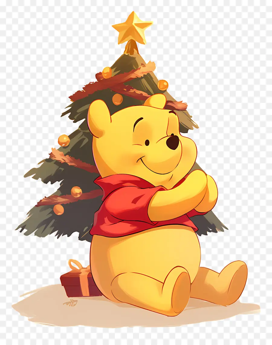 Winnie L'ourson，Ours Avec Arbre De Noël PNG