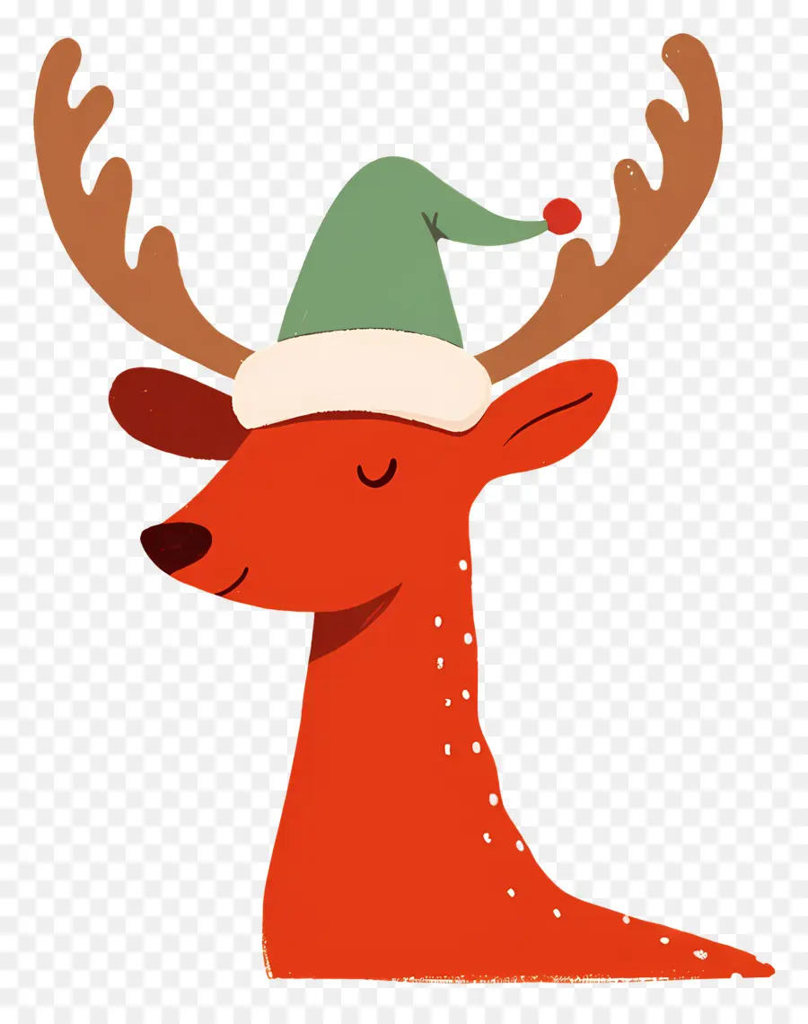 Cerf De Noël，Renne Avec Bonnet De Noel PNG