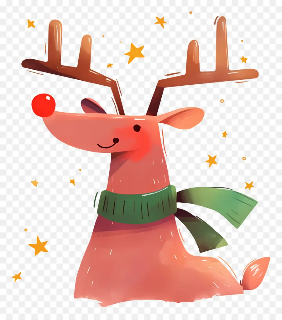 Cerf De Noël，Renne Avec écharpe PNG