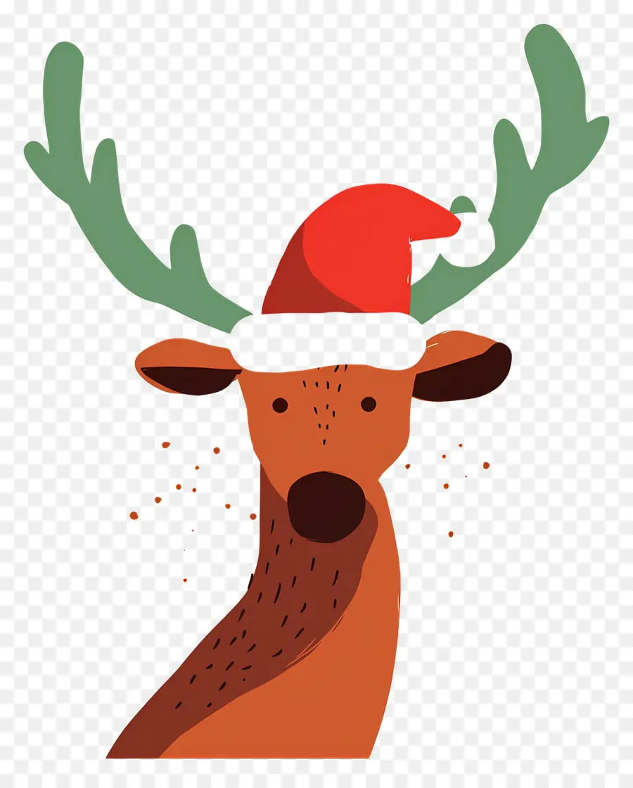 Cerf De Noël，Renne Avec Bonnet De Noel PNG