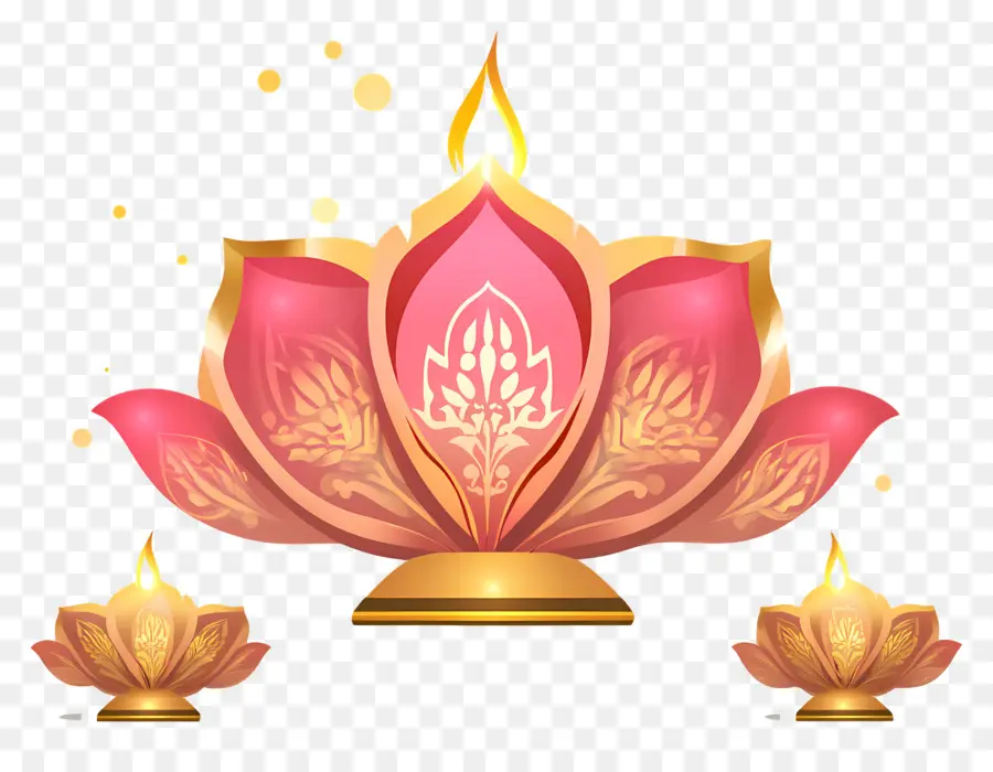 Joyeux Dhanteras，Lampe Lotus Rose PNG