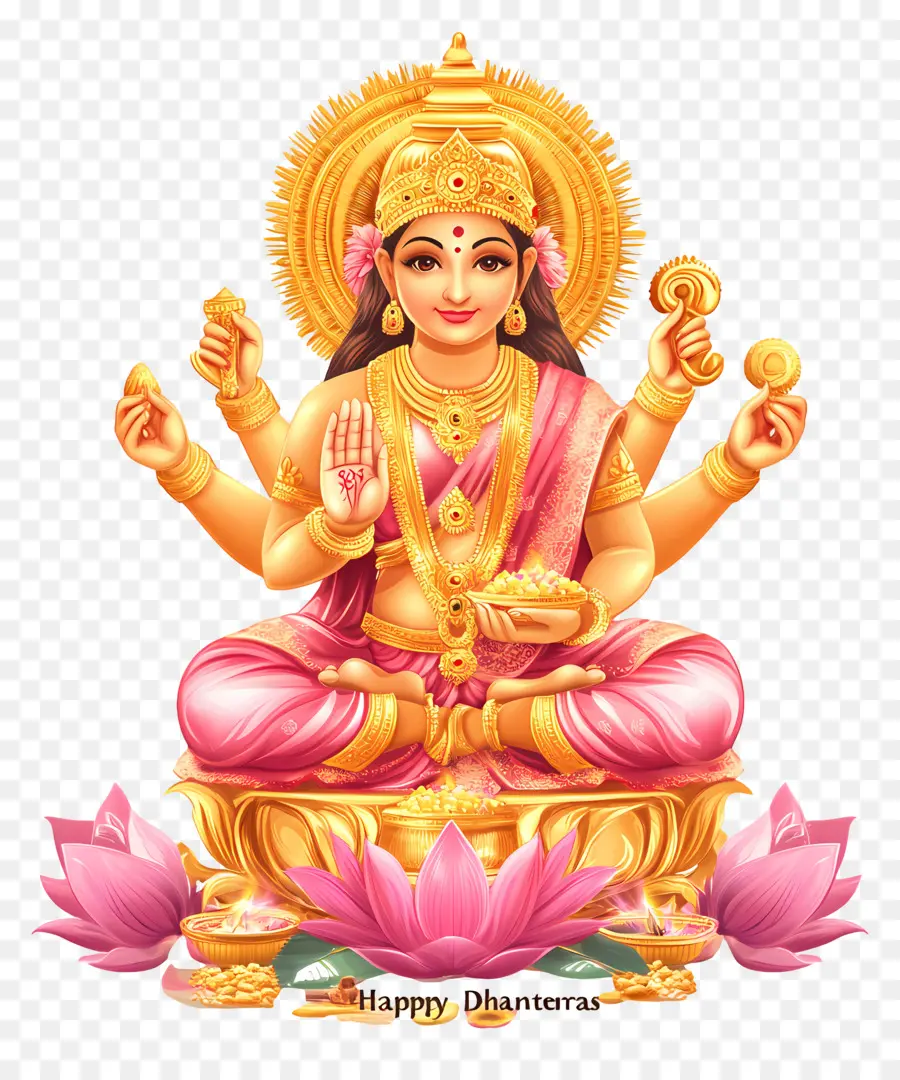 Joyeux Dhanteras，Déesse Sur Lotus PNG