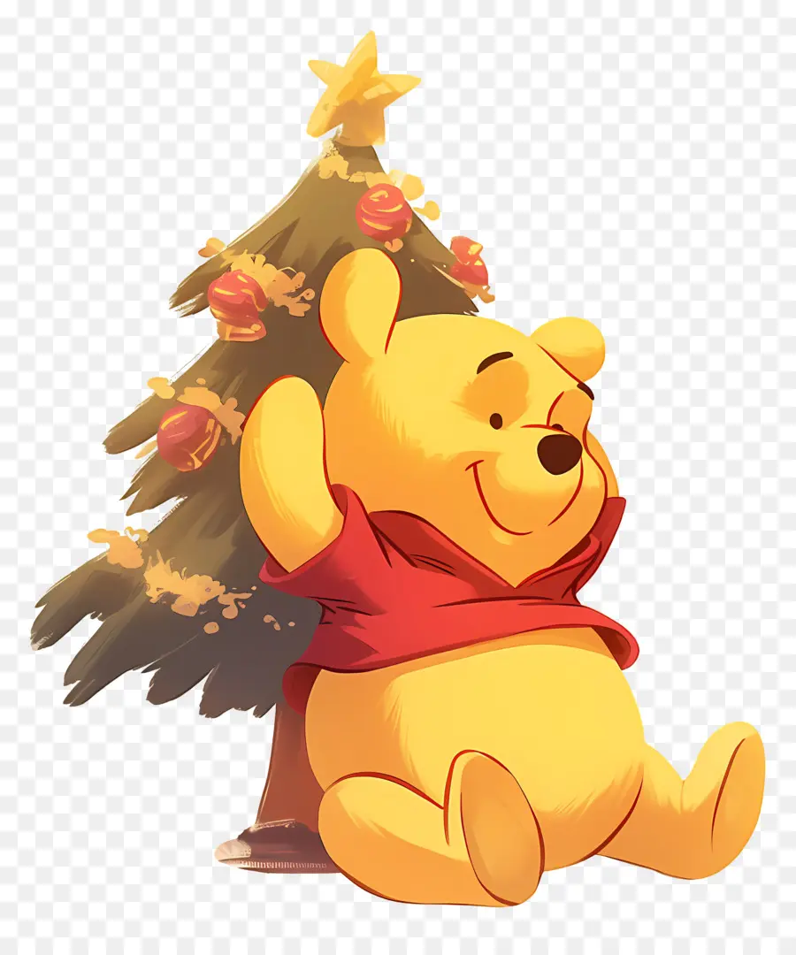 Winnie L'ourson，Ours Avec Arbre De Noël PNG