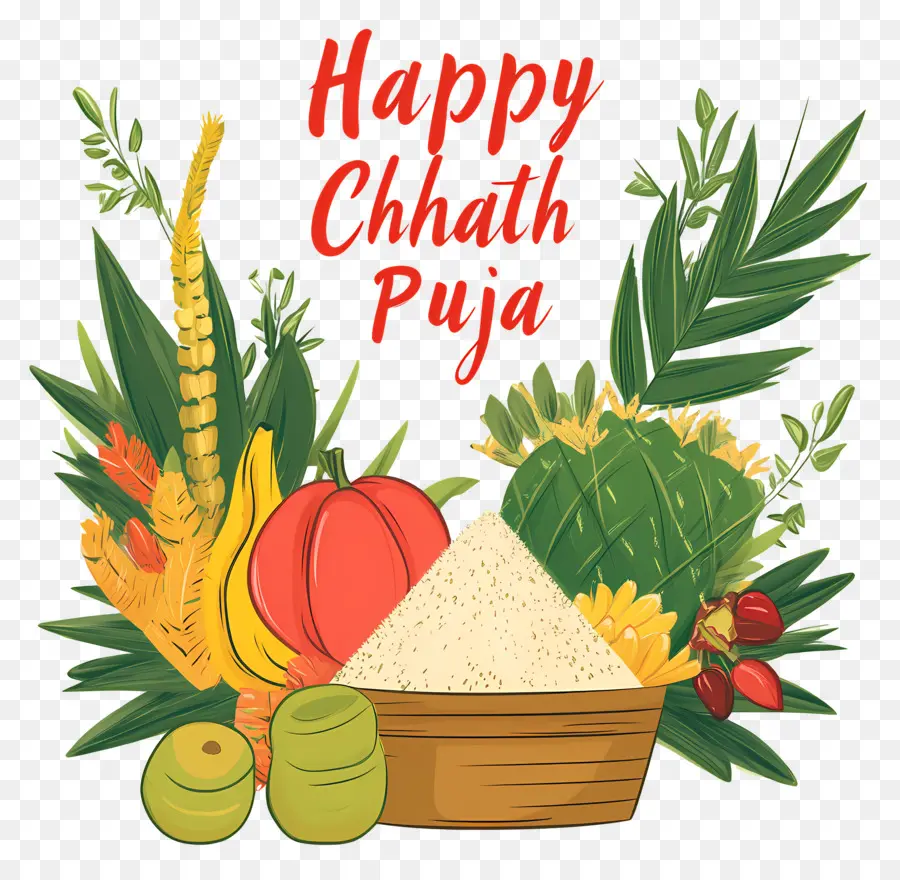 Joyeux Chhath Puja，Fruits Et Céréales PNG