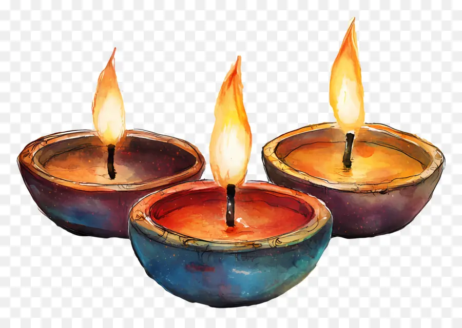 Lampes à Huile Diwali，Bougies PNG